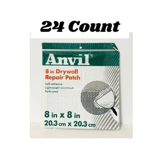 24 Pk Anvil 8" X 8" Drywall Repair Patch, Self-Adhesive Aluminum Perforated NEW